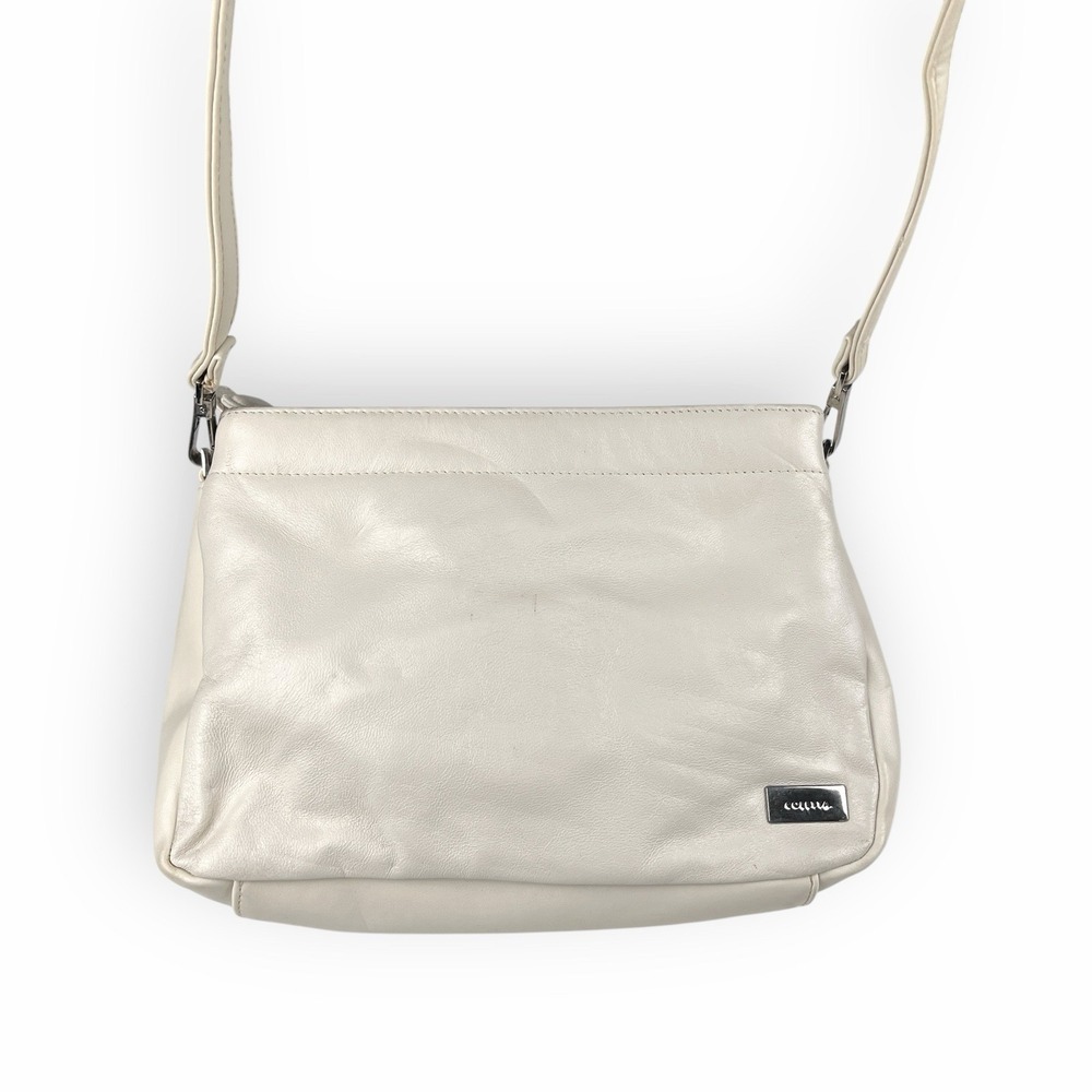 Vintage Coletta Shoulder Bag Clutch Genuine Leather‎ Bone Ivory Strap - Picture 3 of 12